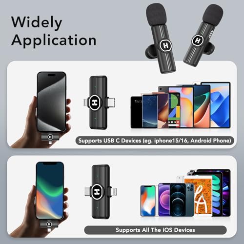 mini wireless lavalier microphone for iphone ipad android phone - noise reduction lapel usb c bluetooth mic for recording clip on omni lav mic for video recording tiktok youtube vlog