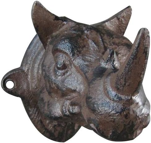 Metal Wall Mount Rhino Head Single Hook Keyring Coat Hat Holder