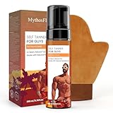 MythosFlow Self Tanner for Men – Self Tanning Mousse with Mitt, Fast-Drying Sunless Tanner Foam for Face and Body, Natural Medium Bronze Quick Tan, Lightweight, Smooth Fade – 6.76 Fl Oz