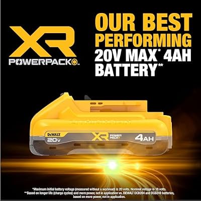 DEWALT 20V MAX Battery XR POWERPACKTM 4Ah Lithium Ion, 50% More Power, Dewalt Battery Compatible with 20V MAX Tools (DCB2104)