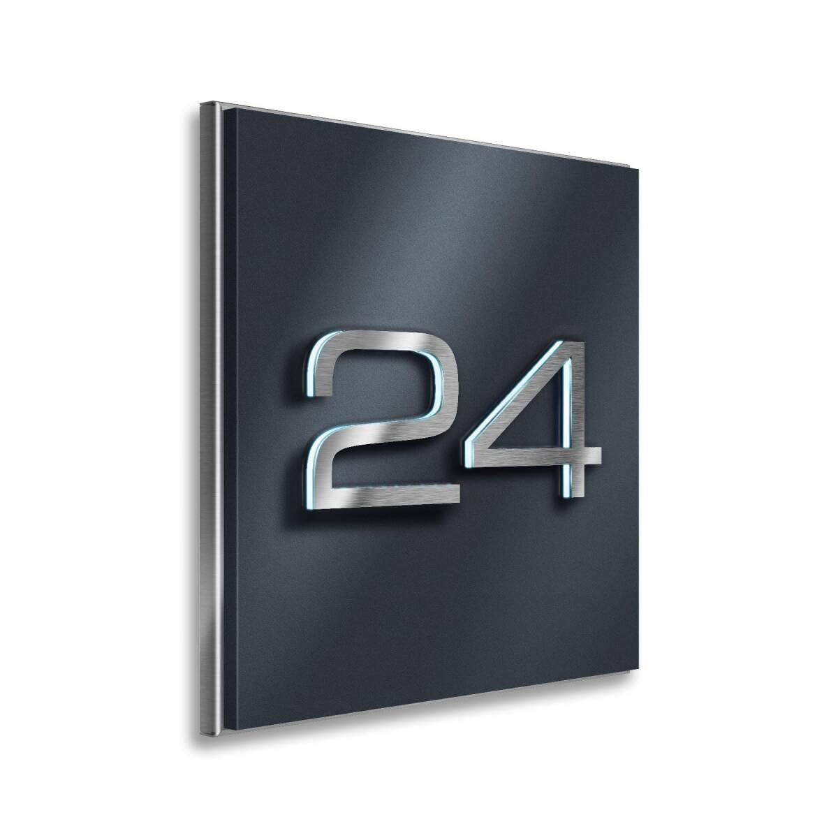Metzler Individuelle Hausnummer matt in Anthrazit neu - 3D Design - Edelstahl massiv & nicht rostend - LED-Beleuchtung - alle Zahlen - direkt vom Hersteller