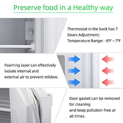 Joy Pebble Free Standing Upright Freezer with Removable Shelf, Adjustable Thermostat, Compact Reversible Single Door Vertical Freezers for Home/Hotel/Apartment/Office (3.0 cu.ft, White) - Thumbnail 6