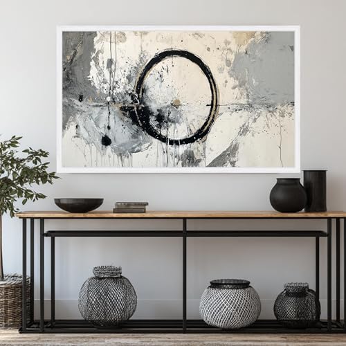 Art mural noir et gris abstrait pour salon, grande toile géométrique 40x70cm