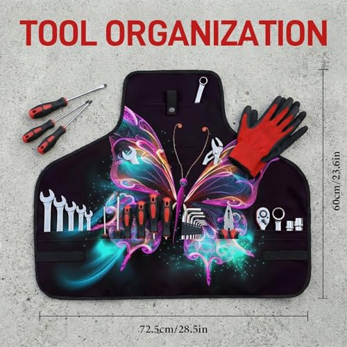 Delantal Neon Butterfly para hombres y mujeres con bolsillos miniatura 2