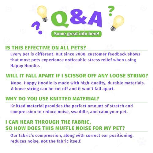 Happy Hoodie – Das Original Beruhigungsband für Hunde & Katzen – zur Angstlinderung – Geräuschunterdrückung bei Feuerwerk, Gewitter, Haustierpflege & Krafttrocknung – Beruhigungshilfe für Hunde seit