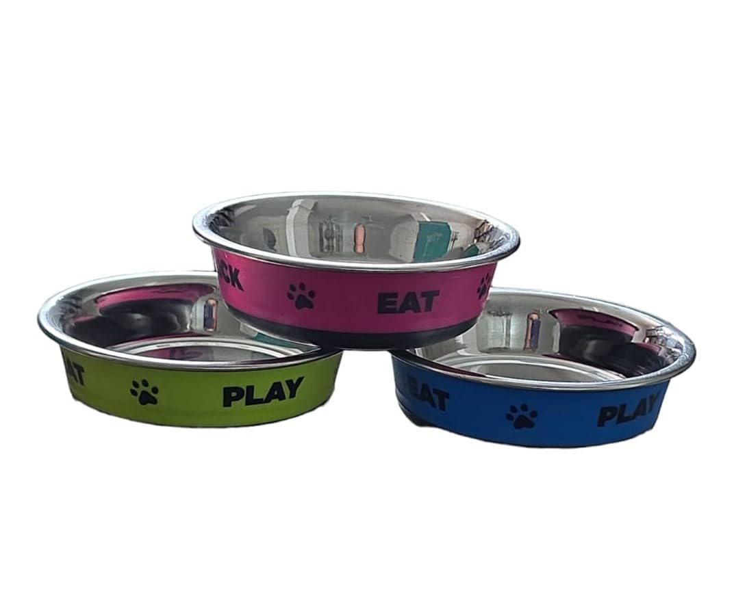 Pet Bowls for Small Dogs and Cats | Wipe Clean | Stainless Steel | Non-Skid Bottom for Puppies | Kittens | Rabbits and More - Set of 3 (Small) (pack 3) (B0CWB3X8G9) Amazon Price History, Amazon Price Tracker