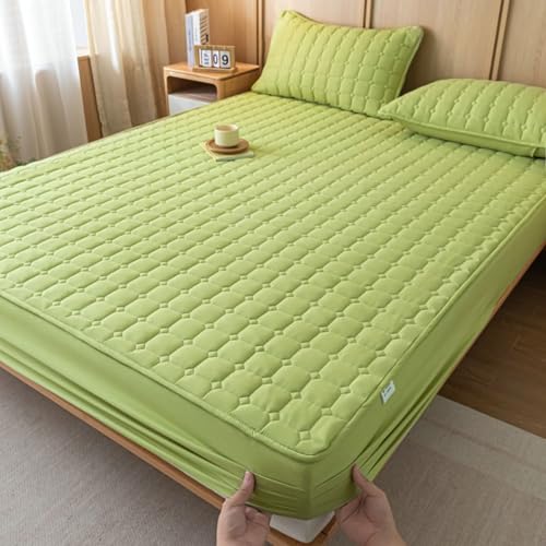 Drap housse imperméable 90x200 vert uni Beydodo pour matelas épais - 2