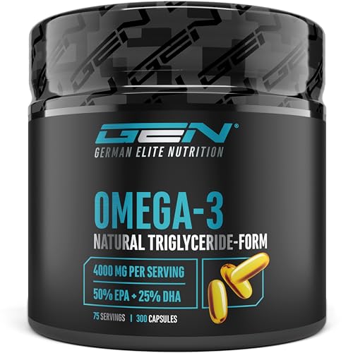 Omega 3 hochdosiert mit 4000mg - 300 Kapseln - Fischöl mit 80{978cc9a7f3ee31b2441aa04895822fde31bfdcab95f417fbe215e71e72437134} Fettsäuren davon 2000mg EPA & 1000mg DHA - Natürliche Triglyceride Form - Aufwendig gereinigt Omega 3 hochdosiert mit 4000mg - 300 Kapseln - Fischöl mit 80{978cc9a7f3ee31b2441aa04895822fde31bfdcab95f417fbe215e71e72437134} Fettsäuren davon 2000mg EPA & 1000mg DHA - Natürliche Triglyceride Form - Aufwendig gereinigt