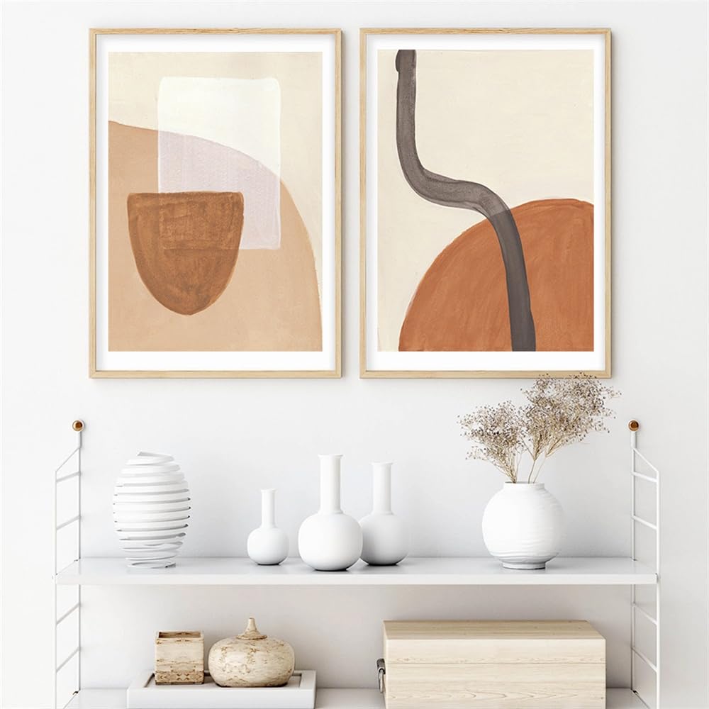 WBYZAC 2 Pieces-Abstract Boho Geometric Pictures Canvas Painting Wall Art Posters and Prints for Living Room Kitchen Office Home Decoration Artwork-50 * 60cm (No Frame)