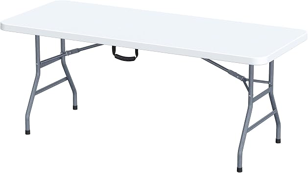 Peakform Multipurpose Banquet Table Lightweight Folding Durable Desk with Secure Base for Indoor and Outdoor Events, 6 Foot, White