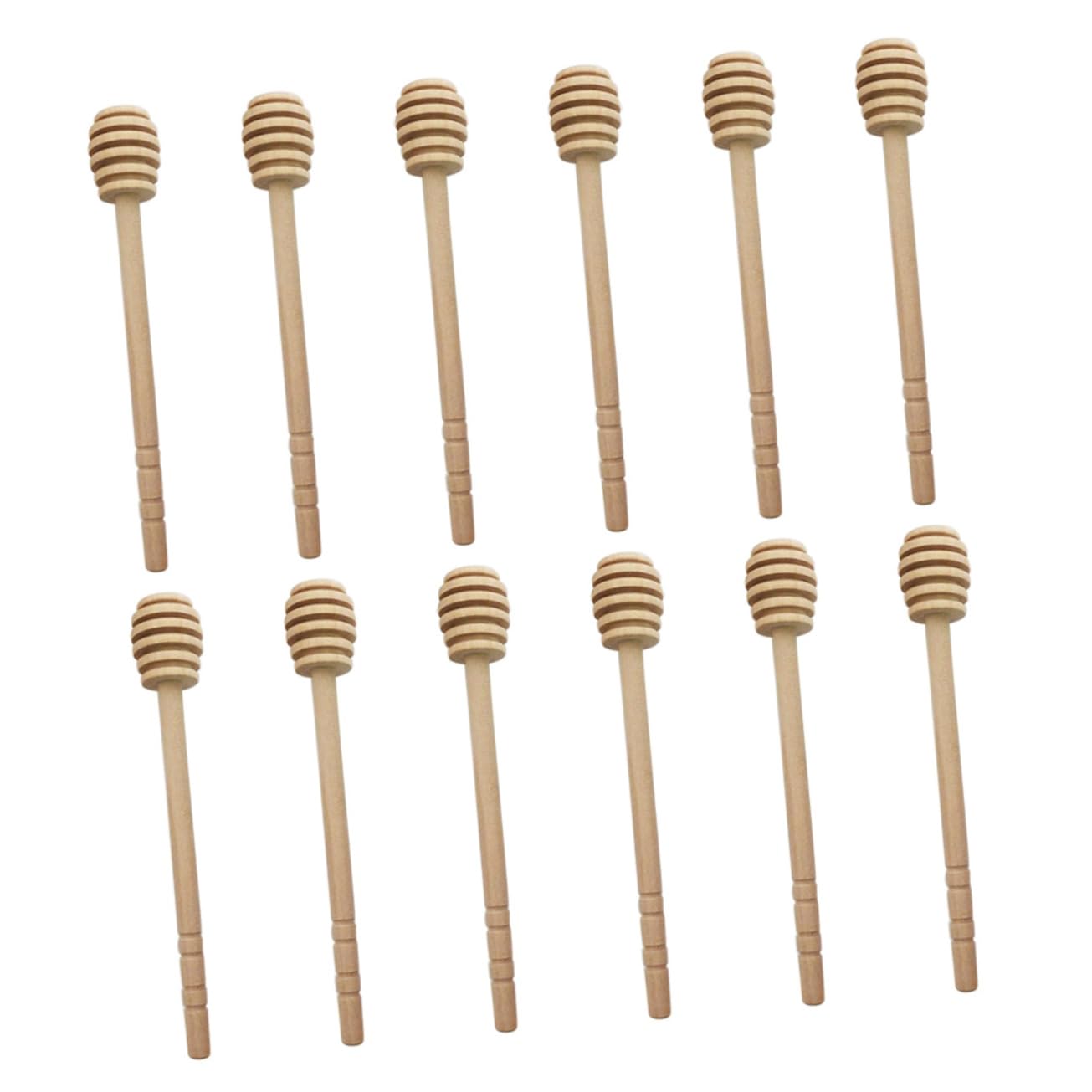Ciieeo 12Pcs Wooden Honey Dipper Sticks Easy to Clean Syrup Stirrers for Honey Pots Great for Wedding Favors present for Bakers and Beekeepers