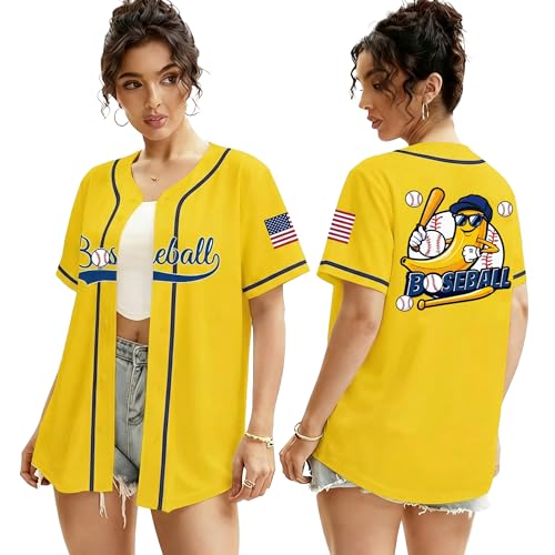 Baseball Shirts for Women Baseball Season Shirt Game Day Player Tshirt Sport Team Button up Short Sleeve Tops