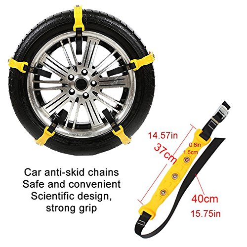 Snow Chains Car Anti Slip Tire Chains Adjustable Anti-Skid Chains Car Tire Snow Chains Fits for Most Car/SUV/Truck-Set of 10 Width 185-295mm/7.2-11.6'' (snow chains)
