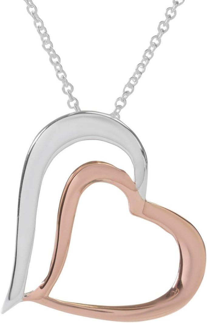 Sophie Oliver Valencia Double Heart 925 Sterling Silver & Rose Gold Vermeil Necklace
