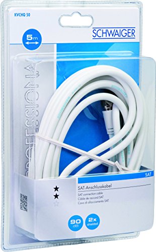 KVCHQ50532 Schwaiger Coaxial Cable, Satellite Connection Cable (90dB, 5 M, F plug to F Plug White) - Image 3