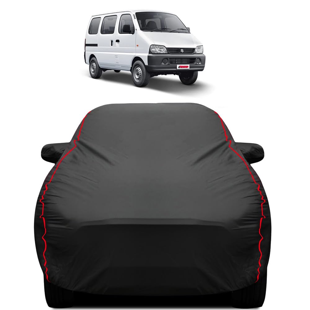 Teenox Polyester Car Body Cover Compatible for Maruti Suzuki Eeco [2010-2025] All Variants | Heavy Stitched with Piping | All Weather Protection Cover - Black-image-30