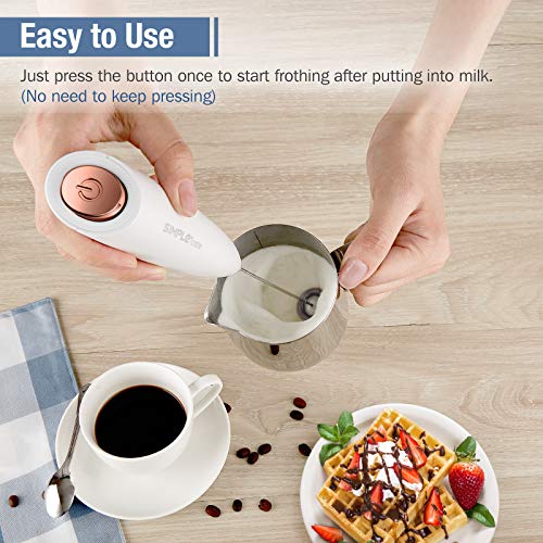Simpletaste Milk Frother Handheld Battery Operated Electric Foam Maker, Drink Mixer With Stainless Steel Whisk And Stand For Cappuccino, Bulletproof Coffee, Latte #TOP1