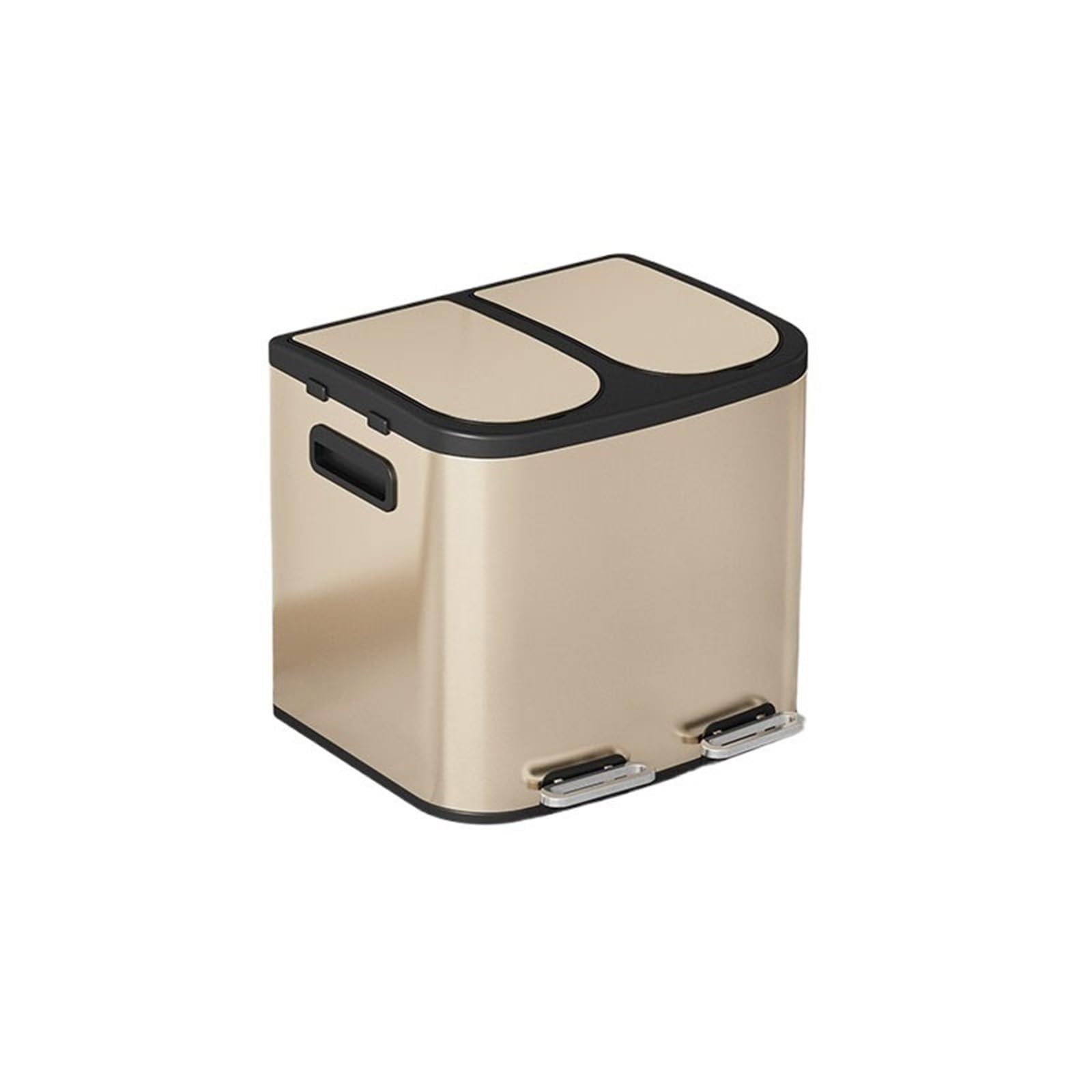 Rubbish and Waste Bin Garbage bin with foot switch office Trash Can(Gold)