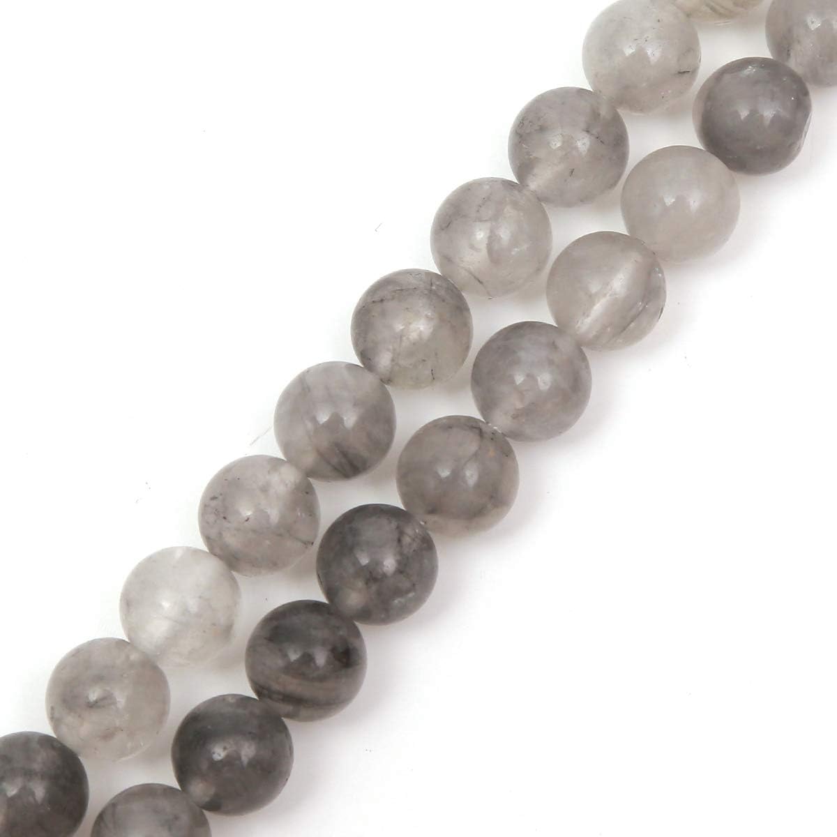 Genuine Natural Stone Beads Gloud Grey Quartz Round Loose Gemstone 8mm 1 Strand 15.5"45-47pcs DIY Charm Smooth Beads for Bracelet Necklace Earrings Jewelry Making Accessories Supplier ST13