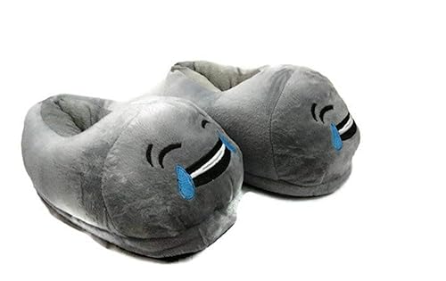 Qualtos Womens Grey Indoor Slipper -6-8 UK Men/ 5-8 UK Women (Wide) (Grey Laugh)