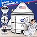 W&O Space Shuttle Explorer Tent with Blast-Off Button, LED Lights & 3 Space Toys – Rocket Ship Play Tent for Kids Ages 3-5