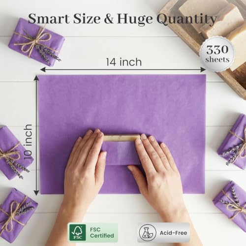 Image of Koogel 330 Sheets Purple Tissue Paper, 14 x 10 Inch