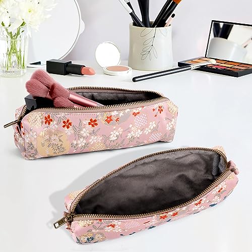 Image of iSuperb Vintage Pencil Case Embroidery Pen Pouch Zipper Pencil Bag Women Makeup Bag for Office Organizer Storage Bag (Pink)