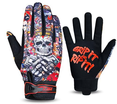 WFX Motorbike Gloves for Men & Women, Cycling Gloves Breathable Touchscreen Dirt Bike Racing Gloves for ATV, MTB, BMX & Motocross Riding Racing, Bicycle (Red, M)