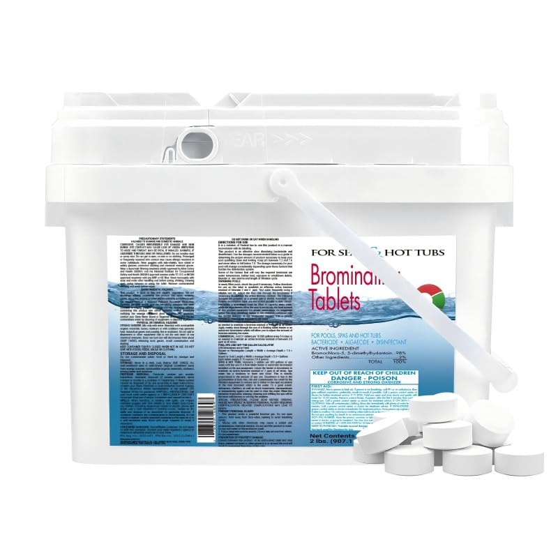 Xugend 2 Lb Spa Bromine Tablets for Spa Hot Tub Bromine Tabs Long-Lasting 1" Brominating Tablets for Pools 1 Inch