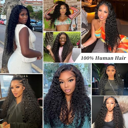 13x6 Deep Wave Lace Front Wigs Human Hair Wigs for Women 200 Density HD Transparent Deep Curly Lace Frontal Wigs Human Hair Pre Plucked with Baby Hair Natural Color 30 Inch - Image 6
