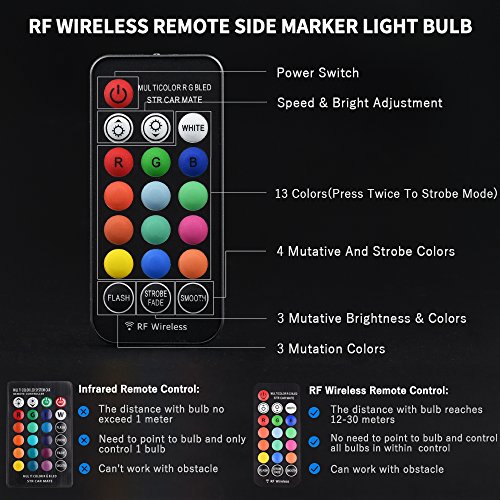 1797 T10 W5W 168 194 Rgb Led Bulb Amber Yellow 3000K White 6000K Remote 3535 Smd Dome License Plate Map Trunk Reading Side Marker Wedge Lights For Car Replacement Bulbs 12V 6W Pack Of 2 #TOP2