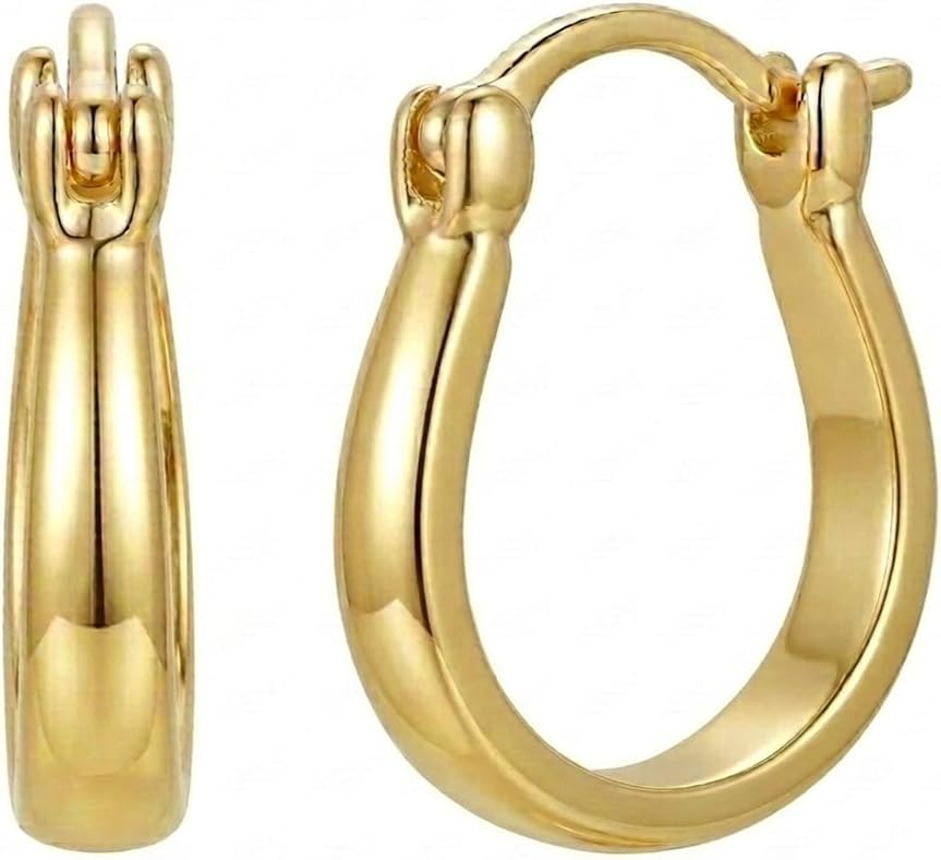 14K Gold Hoop Earrings for Women Small Gold Earrings for Womens Hypoallergenic Lightweight Hoops U-Shaped Design in 17mm 25mm 30mm 35mm