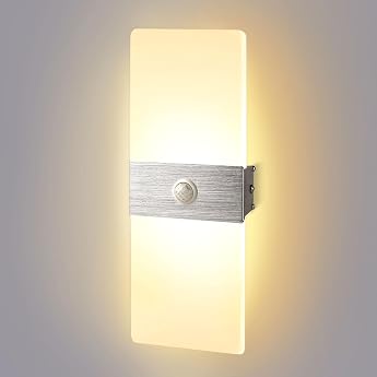 LED Wall Light with Motion Sensor 12 W Indoor Warm White 3000 K [Energy Class F]