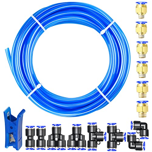 TAILONZ PNEUMATIC Blue 6mm OD 4mm ID Polyurethane PU Air Hose Pipe Tube Kit 10 Meter 32.8ft