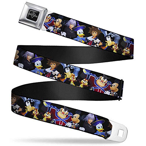 Disney Belt, Seatbelt Buckle Belt, Kingdom Hearts Re:Coded Character Group Pose Black, Adjustable
