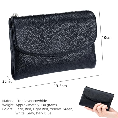 Unisex Pebble Leather Wallet, Pebble Leather Wallets for Women, 5.3In Short Genuine Leather Coin Card Holder, Card Holder & Coin Purse (Yellow)2