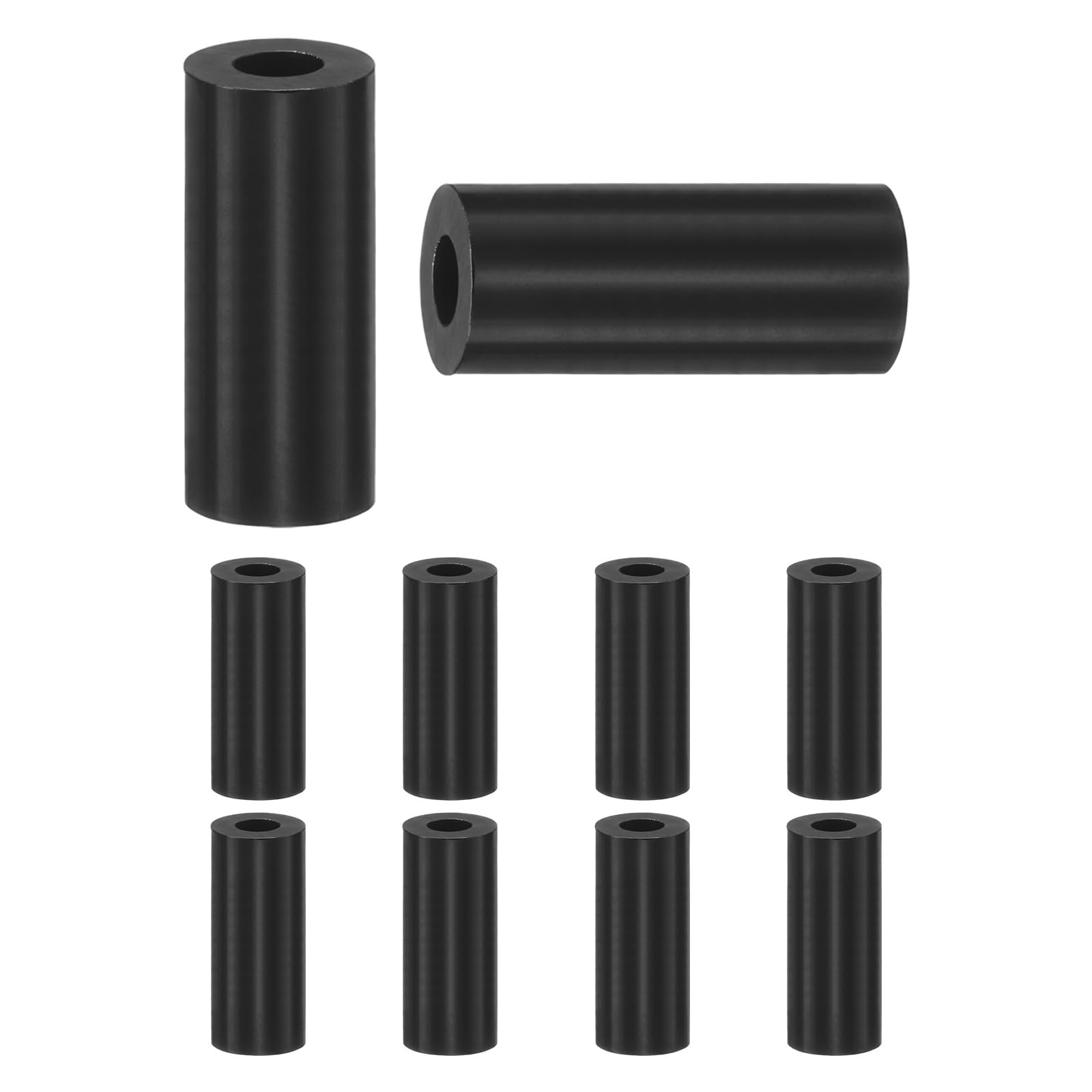 M METERXITY 100 Pack Nylon Washers, 3.2mm ID 7mm OD 16mm Length Round Plastic Spacer Washer Standoff Non-Threaded for M3 Screws/Bolts/Electrical Outlet/Switch Receptacle[Black]