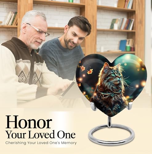 Image of Cat Urns - Heart Shaped Urns for Human Ashes - Ash Urn for Male - Urn for Human Ashes Adult Female - Ashes Holder (Size - 8 inch)