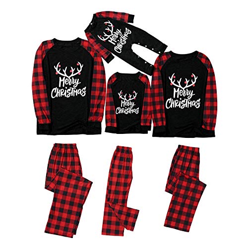 2020 New Matching Family Pajamas Sets Christmas PJS Red Plaid Elk Tree Tee and Pants Loungewear Homewear