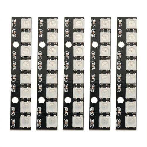 Ruiwaer 5PCS Black WS2812 5050 LED Light Stick WS2812B 5050 Full Color RGB LED Module Built-in Drivers for ESP32 Shopping Mall Home Decoration Lighting