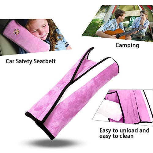2PC Seat Belt Pillow for Kids, Car Seat Pillow Neck Rest for Kids, Kids Travel Pillow for Car Seat, Kids Seatbelt Pillow, Toddler Infant Safety Support Shoulder Flat Pad, Seat Belt Strap Covers in Car