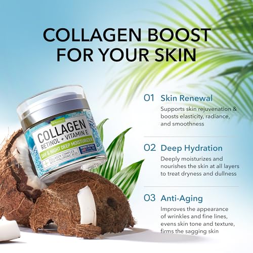 Image of Collagen Cream for Face with Retinol - Anti Aging Face Moisturizer, 1.7 oz