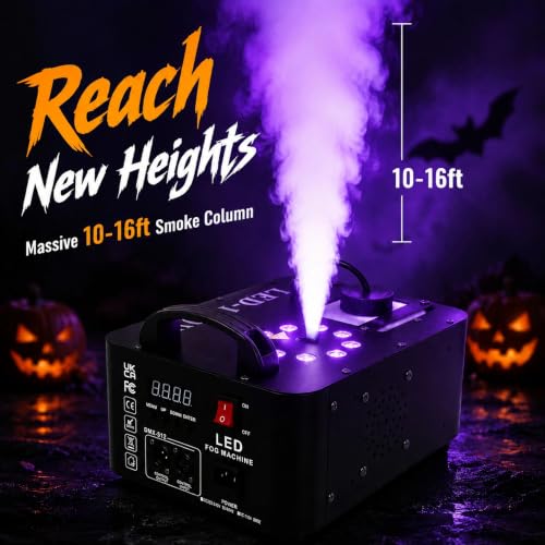 Máquina de humo vertical 1500W con control remoto DMX, luces LED RGB para escenario miniatura 2