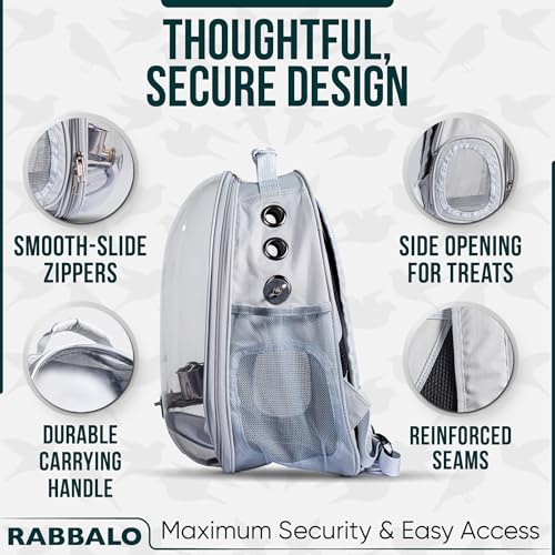 Image of Bird Carrier Backpack with Clear Window - Travel Cage for Parakeets, Conures, Cockatiels - Portable Pet Bag with Tray, Perches, Cups, Ventilation - Hiking, Travel & Outdoor Adventure