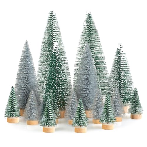 16 Stück Mini Tannenbaum Deko Klein Weihnachtsbaum Grün Silber,...