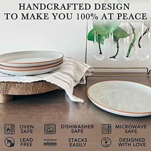Mora Ceramic Plates Set, 7.8 In - Set Of 6 - The Dessert, Salad, Appetizer, Small Dinner Etc Plate. Microwave, Oven, And Dishwasher Safe, Scratch Resistant. Kitchen Porcelain Dish - Earl Grey #TOP2