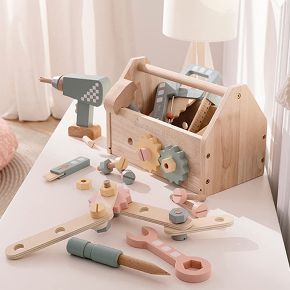 howa 4907 Children's Tool Box with 45 Pieces Wooden Accessories - Image 3