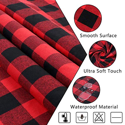 Ourwarm Christmas Tablecloth Rectangle, Buffalo Plaid Tablecloth 60 X 84 Inches With 100% Cotton Waterproof Red And Black Checkered Tablecloth For Christmas Table Decor #TOP1