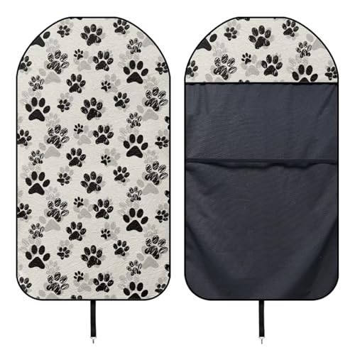 Image of Car Seat Cover Protector Waterproof Soft Auto Seat Covers Universal Fit High Back Seat Covers Car Accessories for Cars Fit Most Car, Truck, SUV, or Van Dog Paw Prints