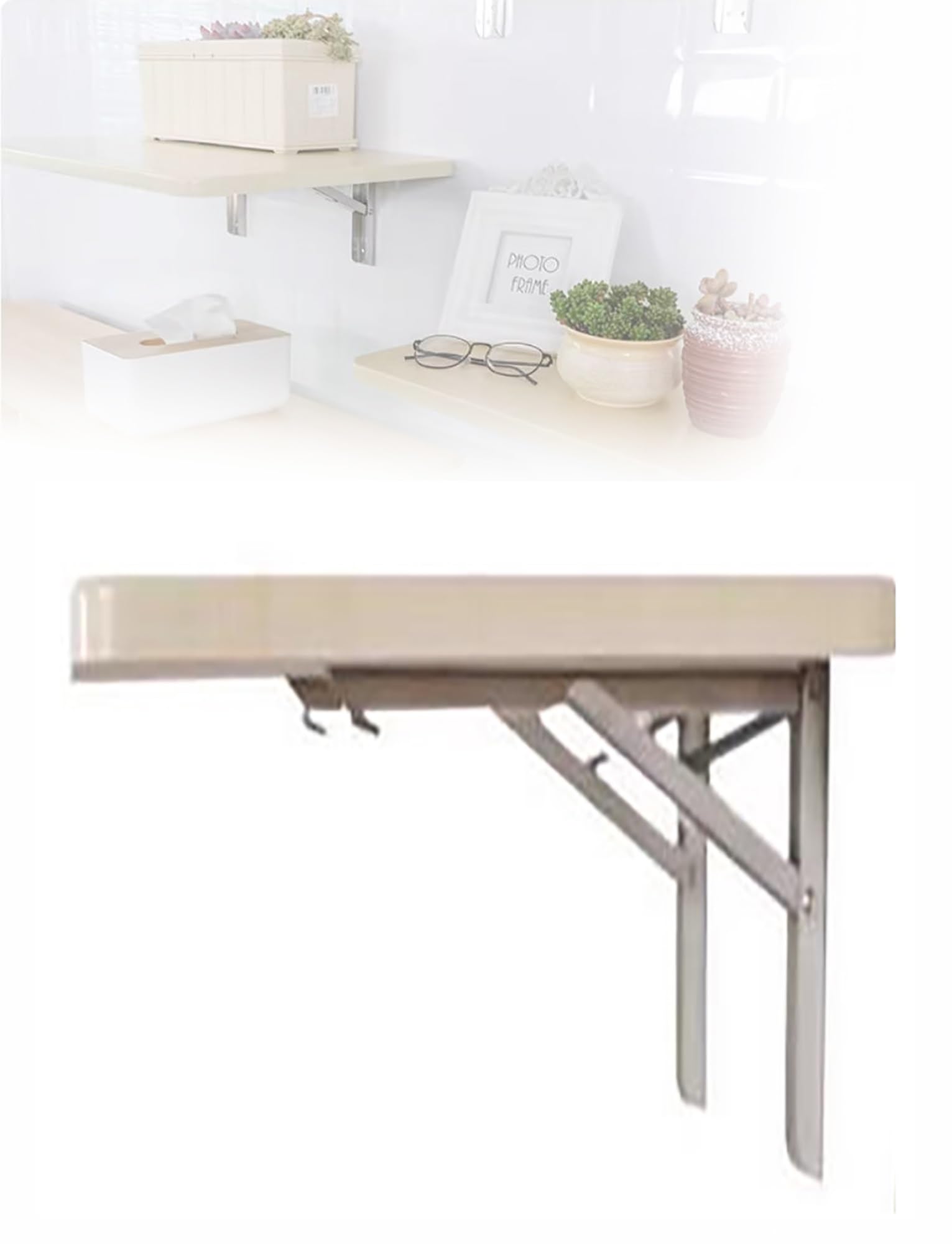 Bureau à feuilles tombantes en bois massif | Étagère flottante compacte